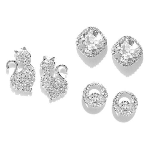 Buy Prita American Diamond Silver Plated Alloy Studd Earrings