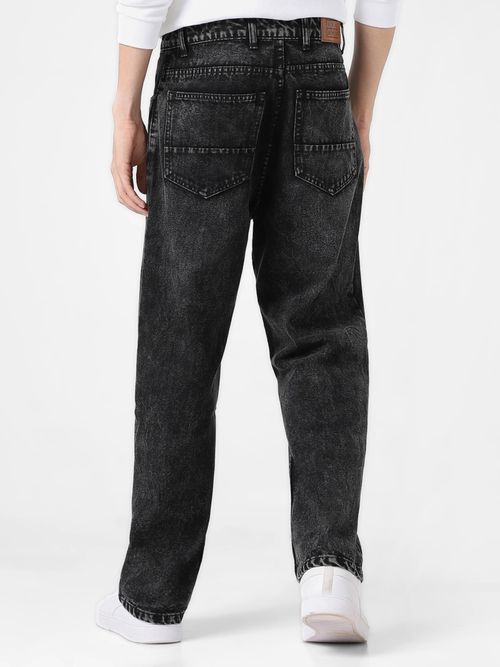 Buy Urbano Fashion Men's Black Loose Baggy Fit Washed Jeans Non