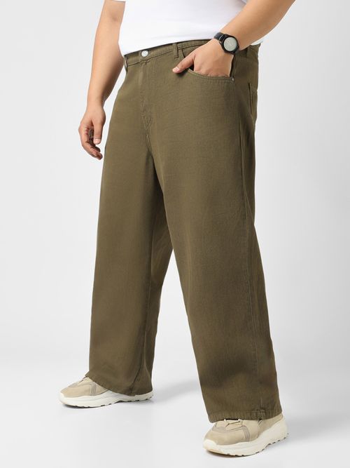 Buy Urbano Plus Men's Brown Loose Baggy Fit Washed Jeans Non