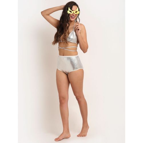 Buy Erotissch Women Silver-Toned Solid Swim Bikini Set Online