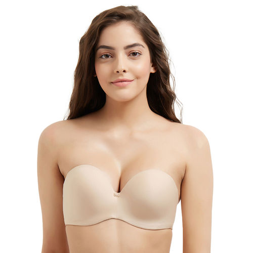 Basic Mold Padded Wired Half Cup Strapless T Shirt Bras-Beige