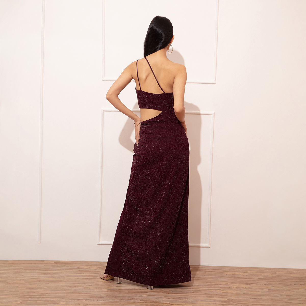RSVP by Nykaa Fashion Maroon One Shoulder Bodycon Maxi Dress Buy RSVP