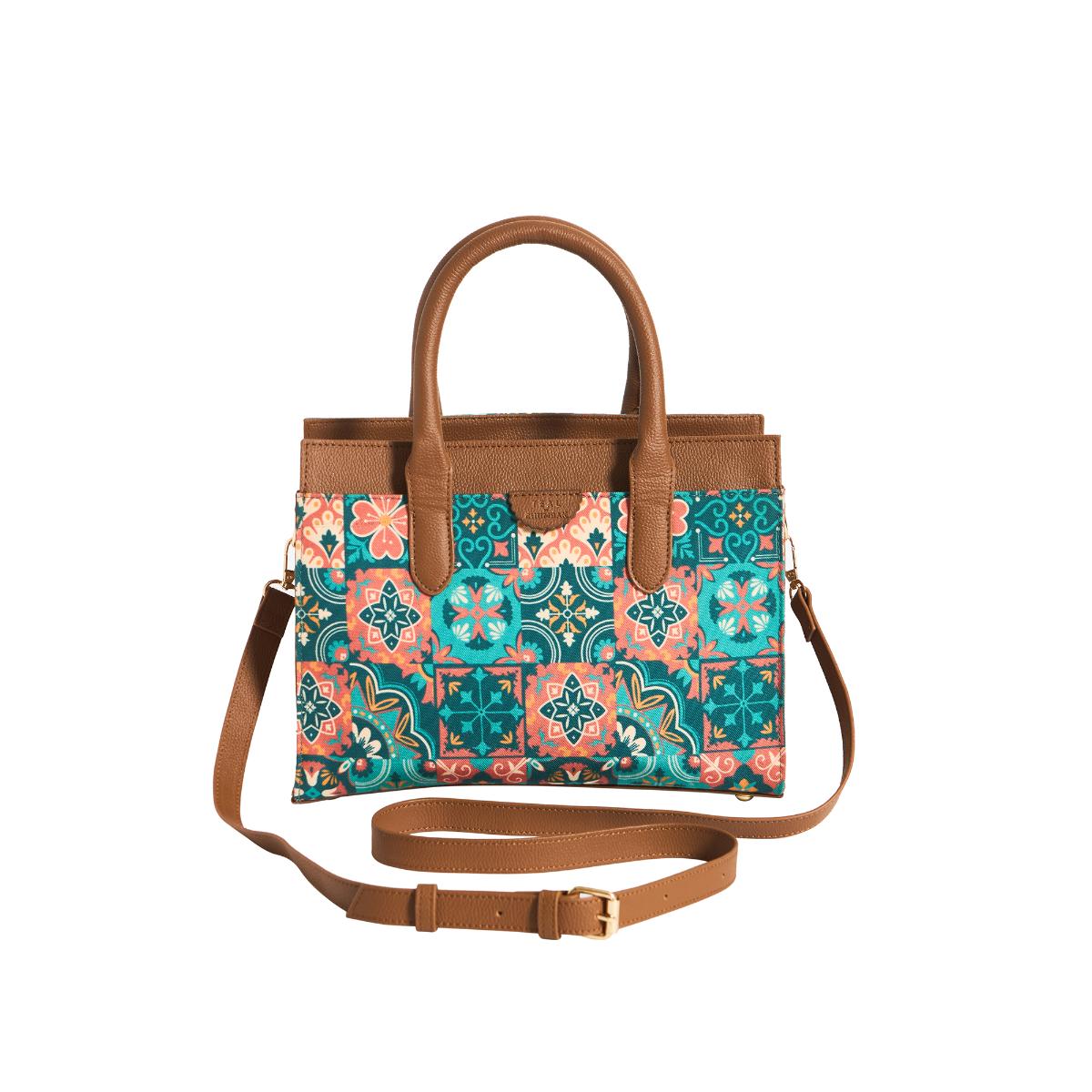 Buy Chumbak Teal By Chumbak Moroccan Tiles Compact Handbag with