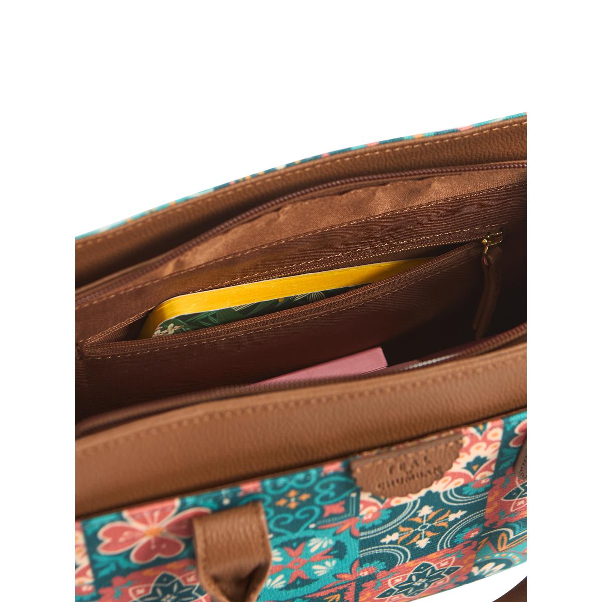 Buy Chumbak Teal By Chumbak Moroccan Tiles Compact Handbag with