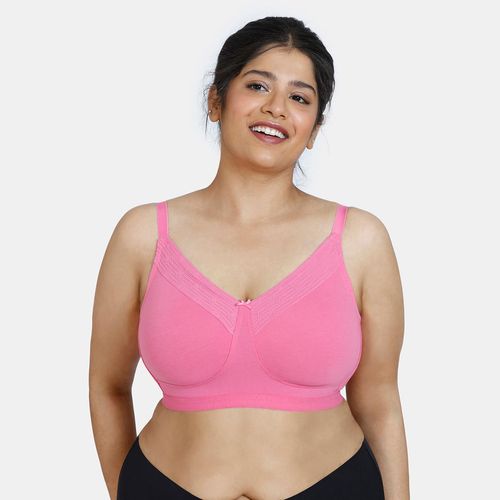 Buy Zivame Double Layered Padded Non-Wired Full Coverage Super Support Bra  - Ibis Rose - Pink Online