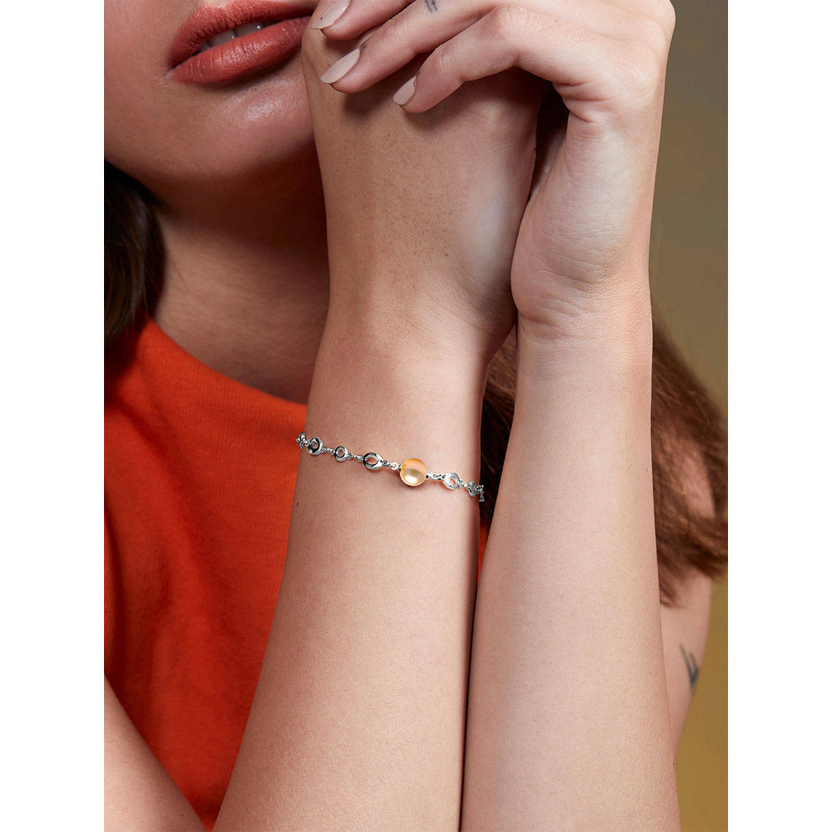 MINUTIAE Silver Plated Crystals Link Bracelet