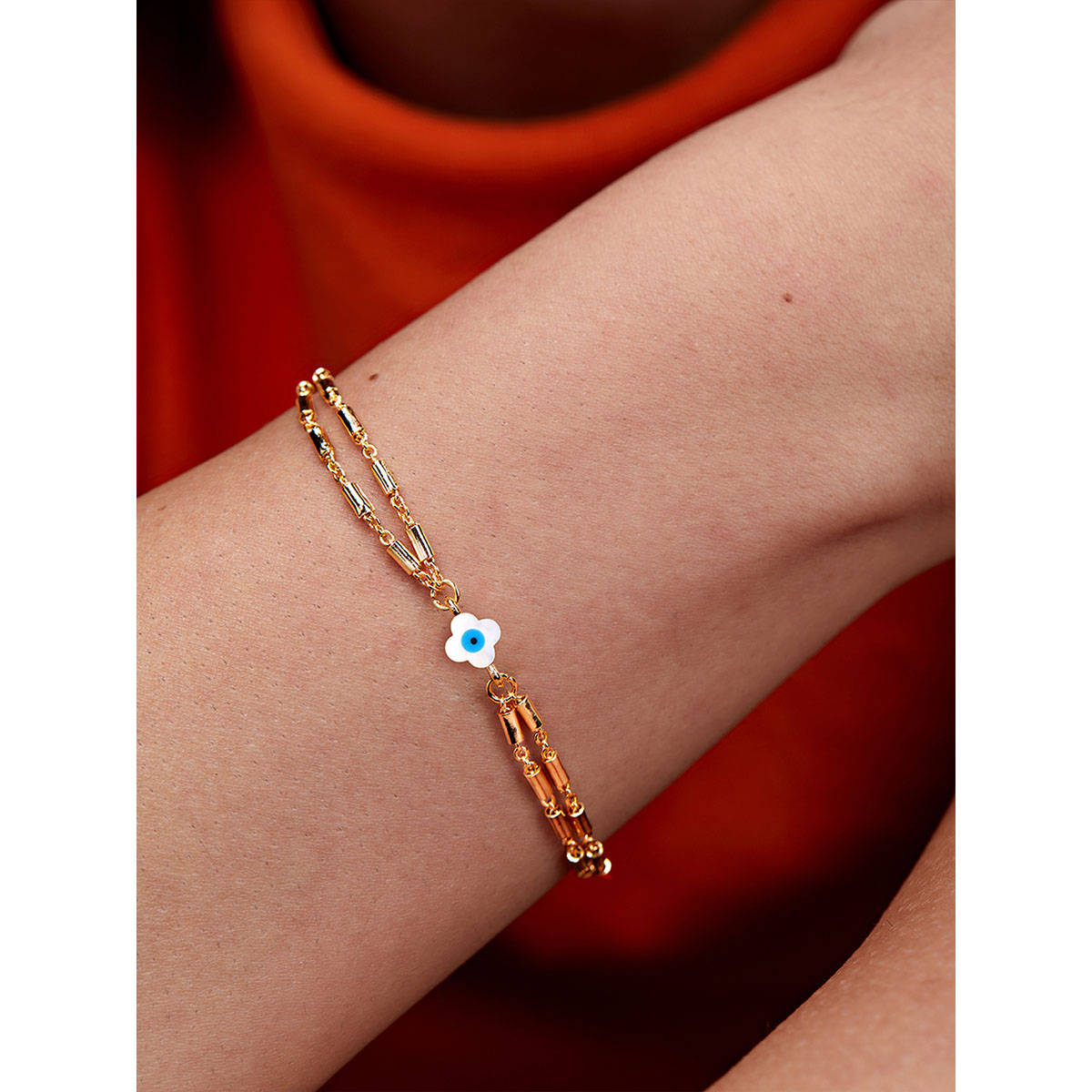MINUTIAE Gold Plated Crystals Link Bracelet