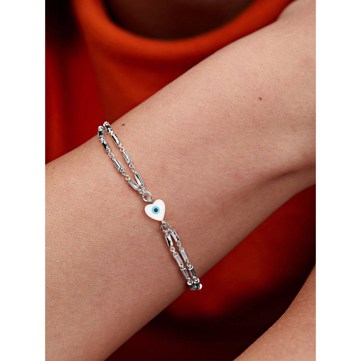 MINUTIAE Silver Plated Crystals Link Bracelet