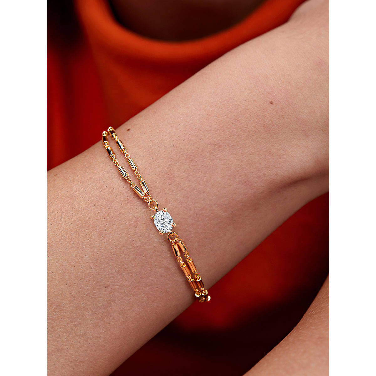 MINUTIAE Gold Plated Crystals Link Bracelet