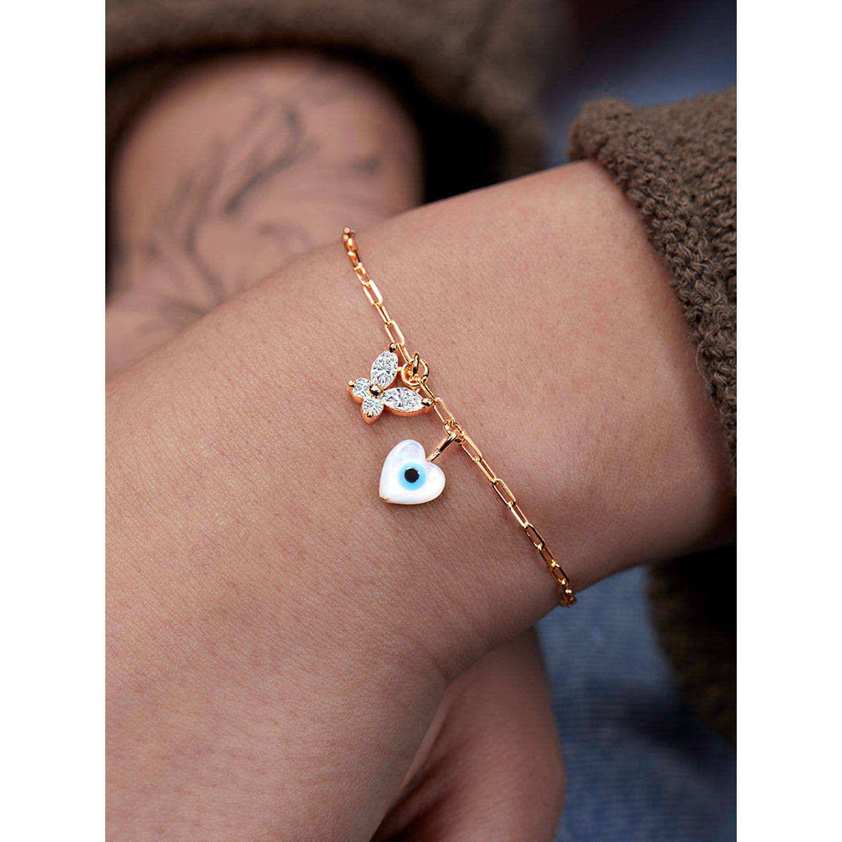 MINUTIAE Gold Plated Crystals Link Bracelet