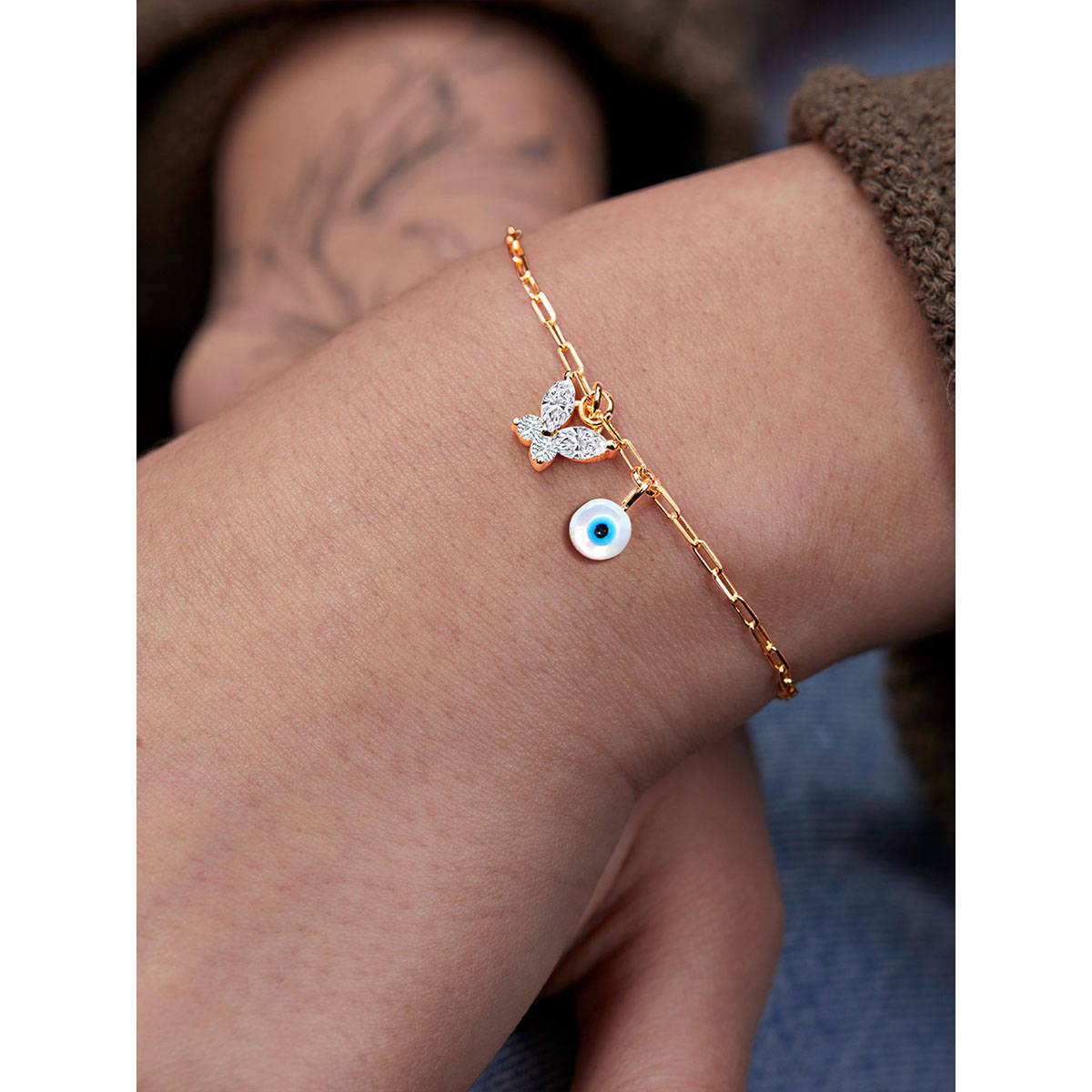 MINUTIAE Gold Plated Crystals Link Bracelet