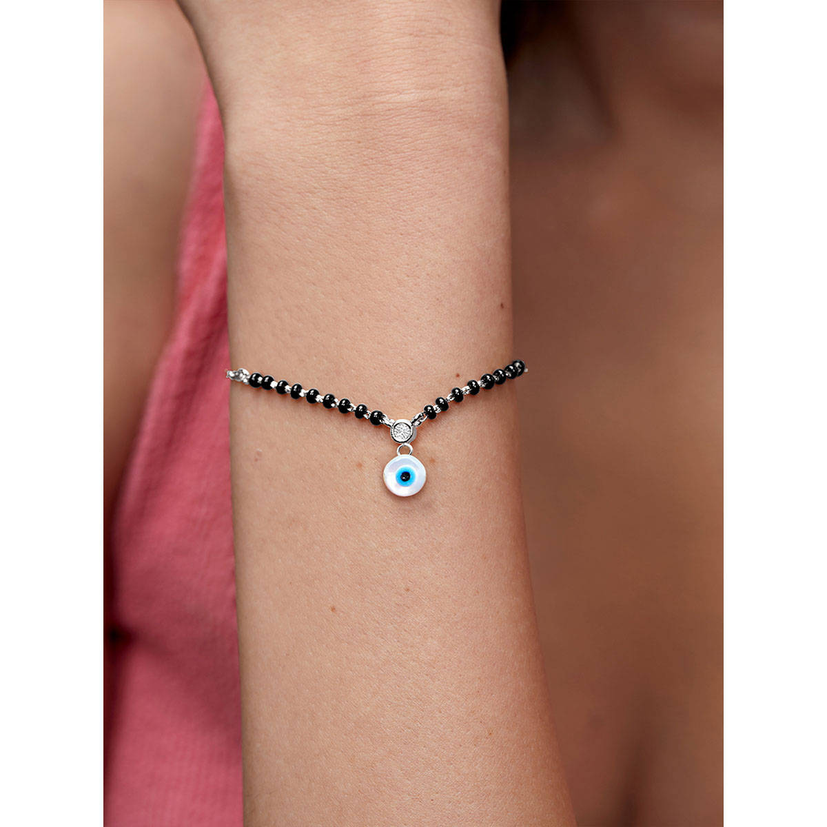 MINUTIAE Silver Plated Crystals Link Bracelet