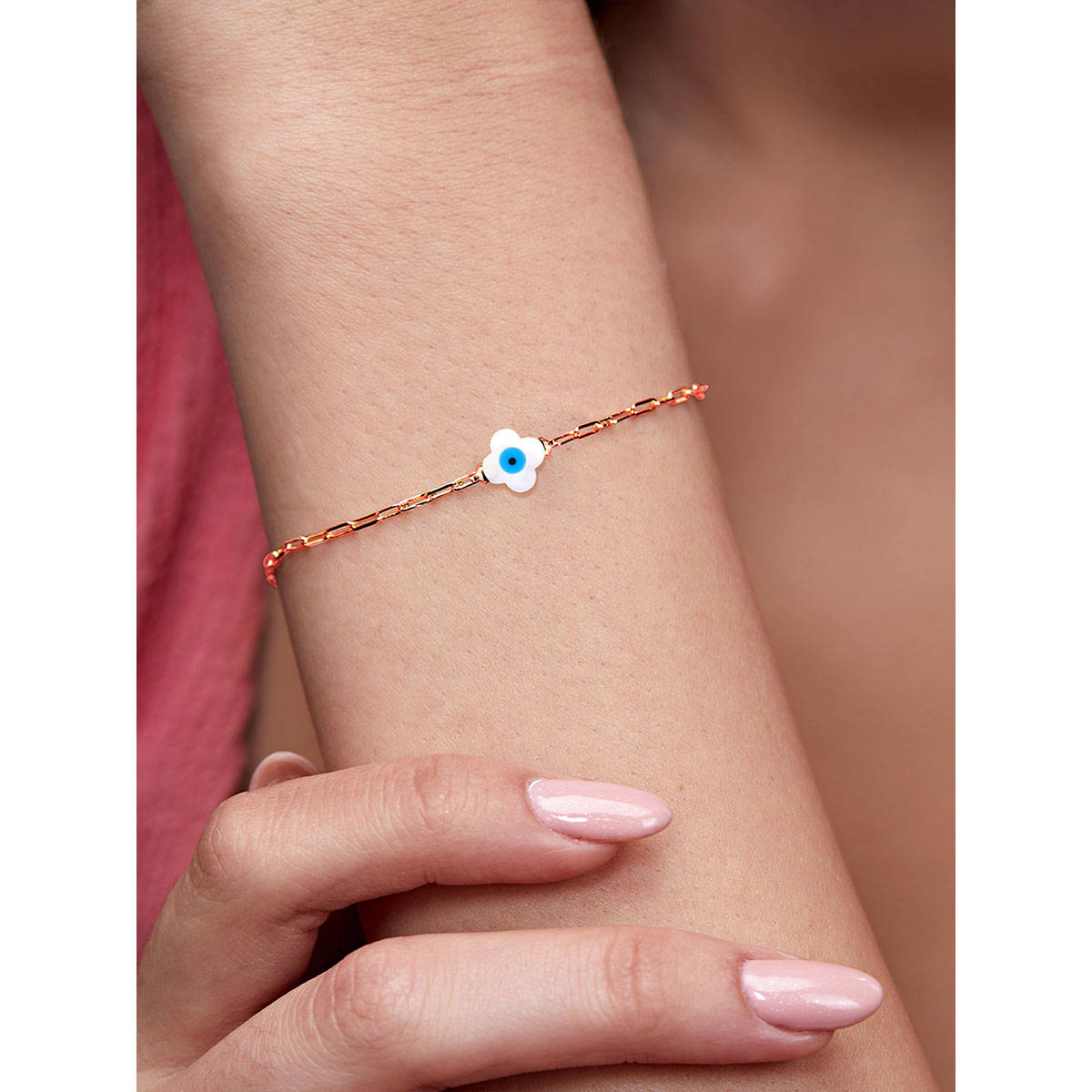 MINUTIAE Rose Gold Plated Crystals Link Bracelet