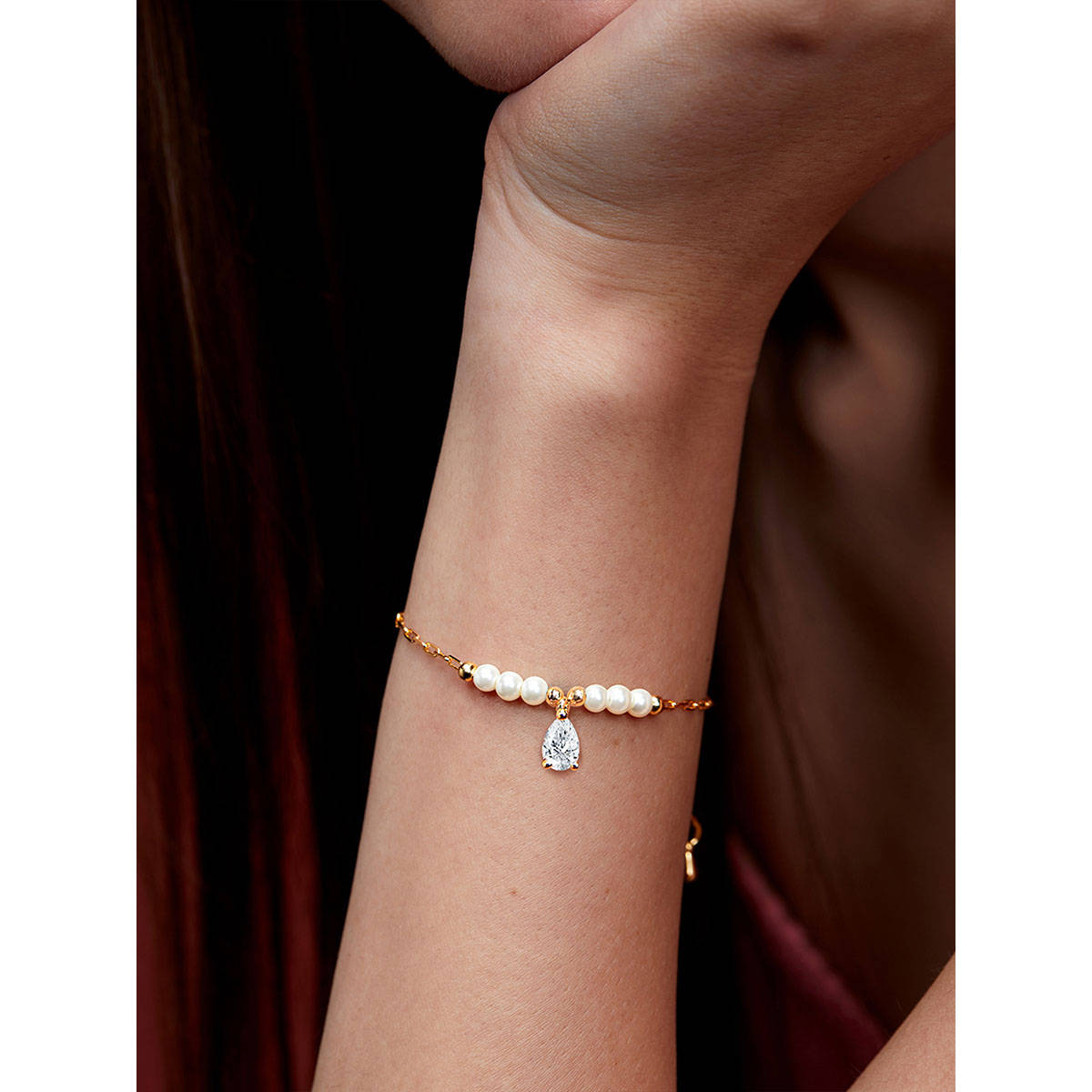 MINUTIAE Rose Gold Plated Crystals Link Bracelet