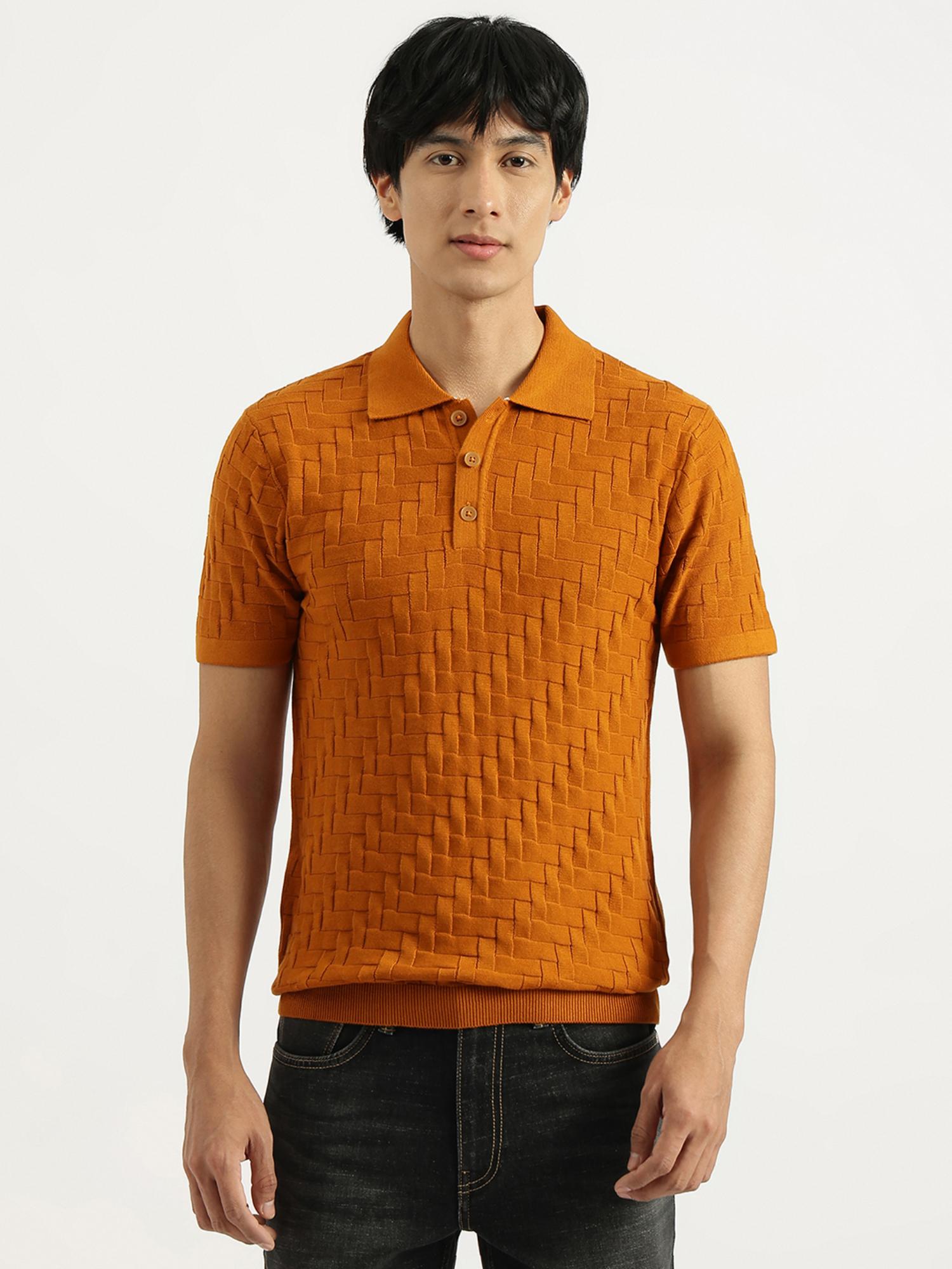 Buy United Colors of Benetton Orange Regular Fit Collared