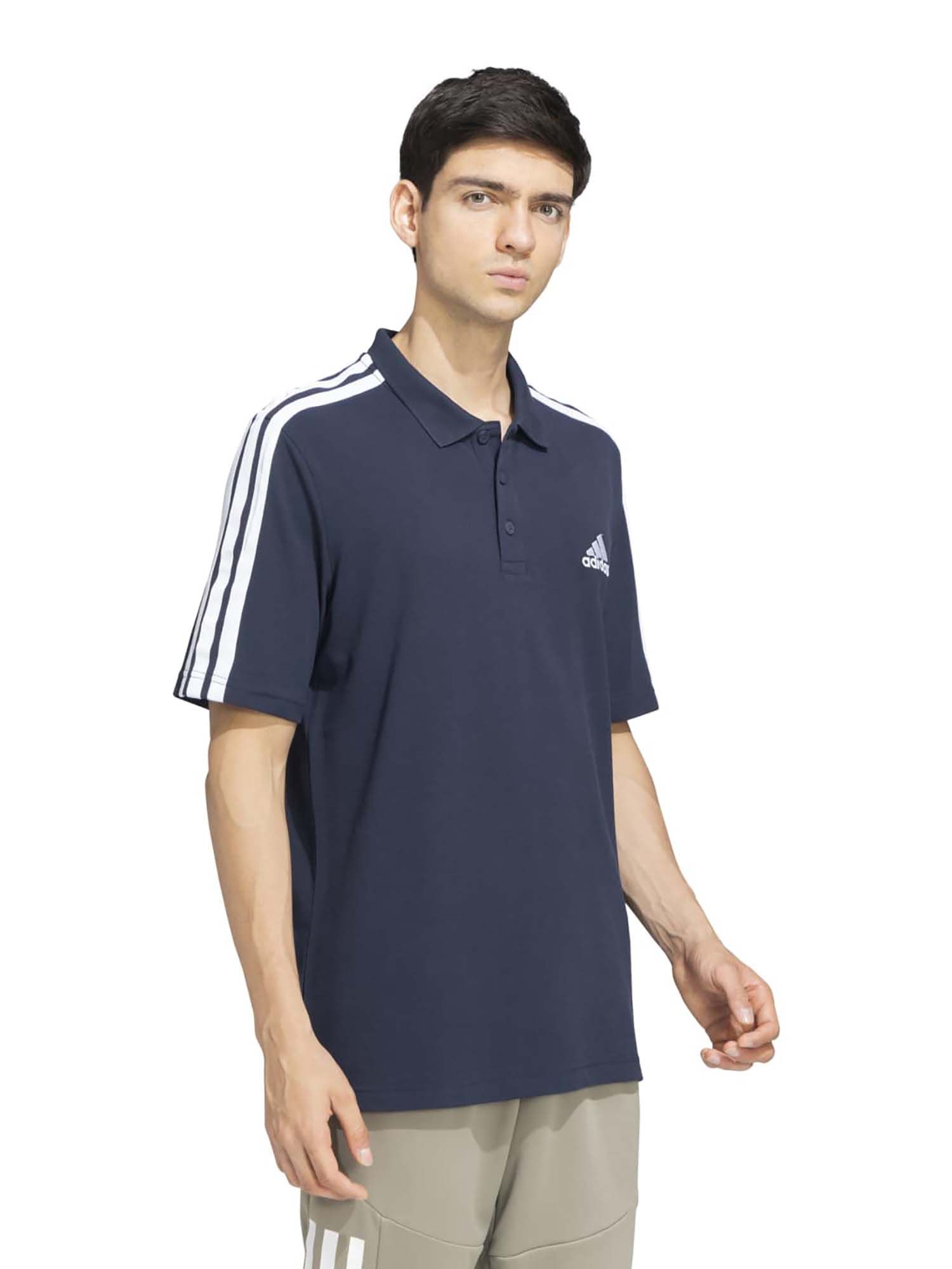 Buy adidas Originals IN SMU 3S PL Men Blue Sports Polo T-Shirt Online