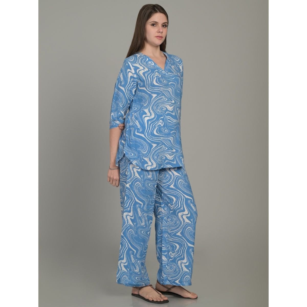 Buy Maysixty Rayon Blue Printed Co Ord Set Of 2 Online 3316