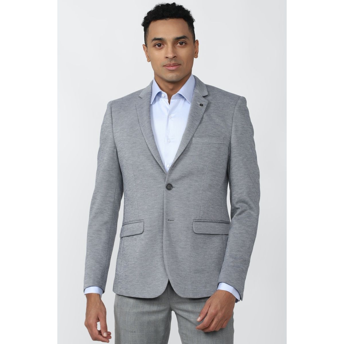 Buy Van Heusen Men Grey Textured Ultra Slim Fit Formal Blazer Online