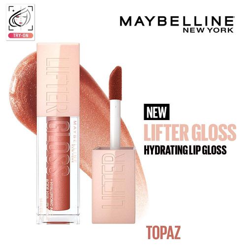 Maybelline New York Lifter Gloss - Topaz, Tinted Lip Gloss With Hyaluronic Acid, Long-lasting, 5.4ml