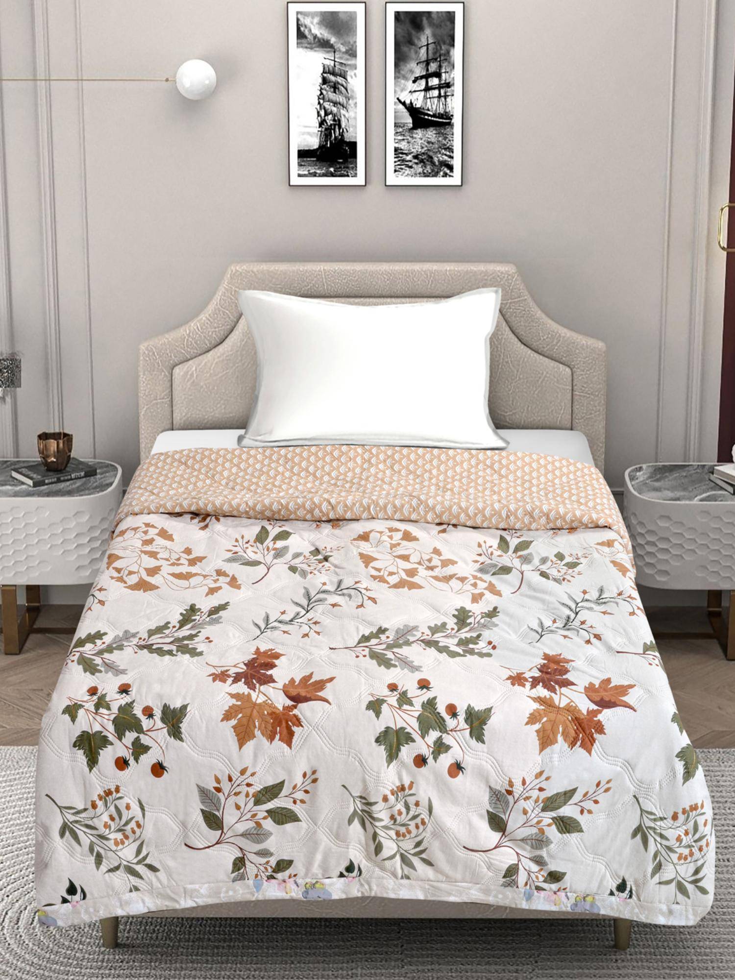 FABINALIV White Nature Ultrasonic Quilted Reversible Ac Room Double Bed Comforter (Single)