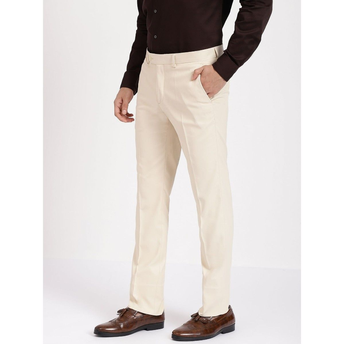 Buy Arrow Brown Mid Rise Trousers for Men Online @ Tata CLiQ