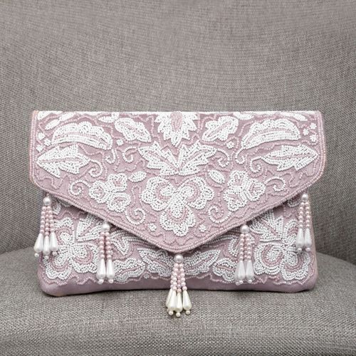 Peora Clutch Purses for Women Wedding Handmade Evening Bridal Clutch  Light Pink