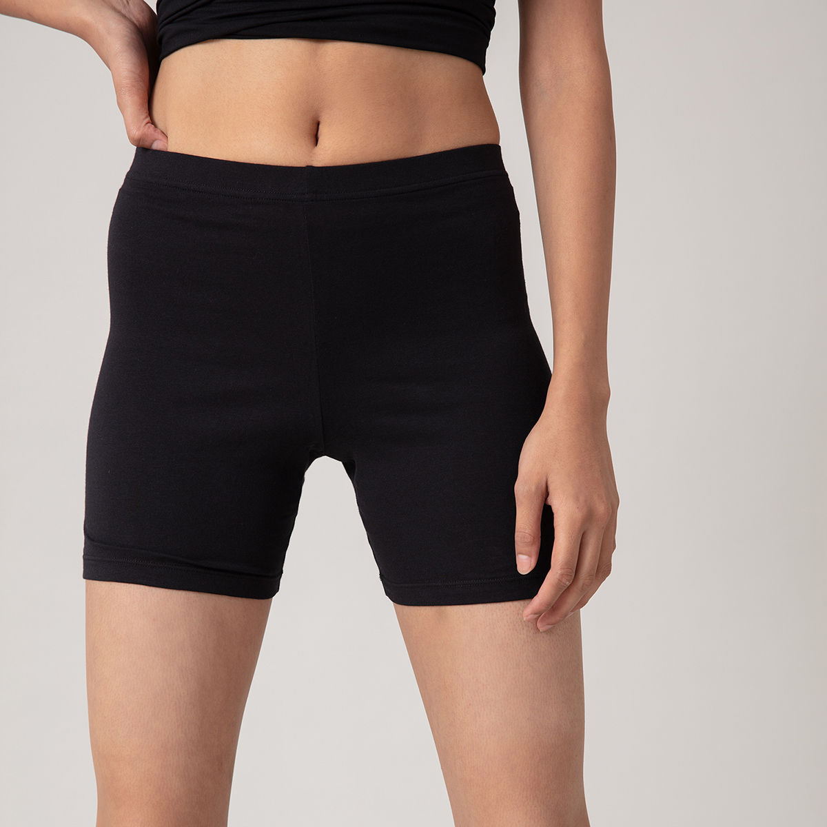 black cotton cycling shorts