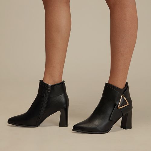 Twenty Dresses by Nykaa Fashion Black Pointed Toe Ankle Length Block Heel  Boots (EURO 36)