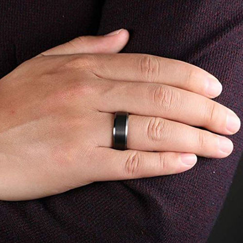 Peora Titanium 10 Mm Matte Finish Black Wedding Band Ring For Men Boys  (PX9R50)