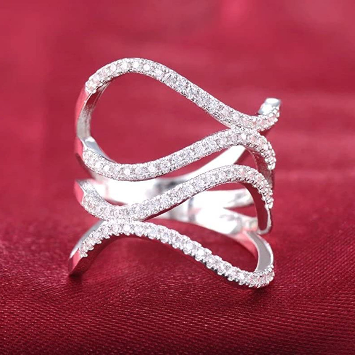 Karatcart Platinum Plated Elegant Adjustable Ring