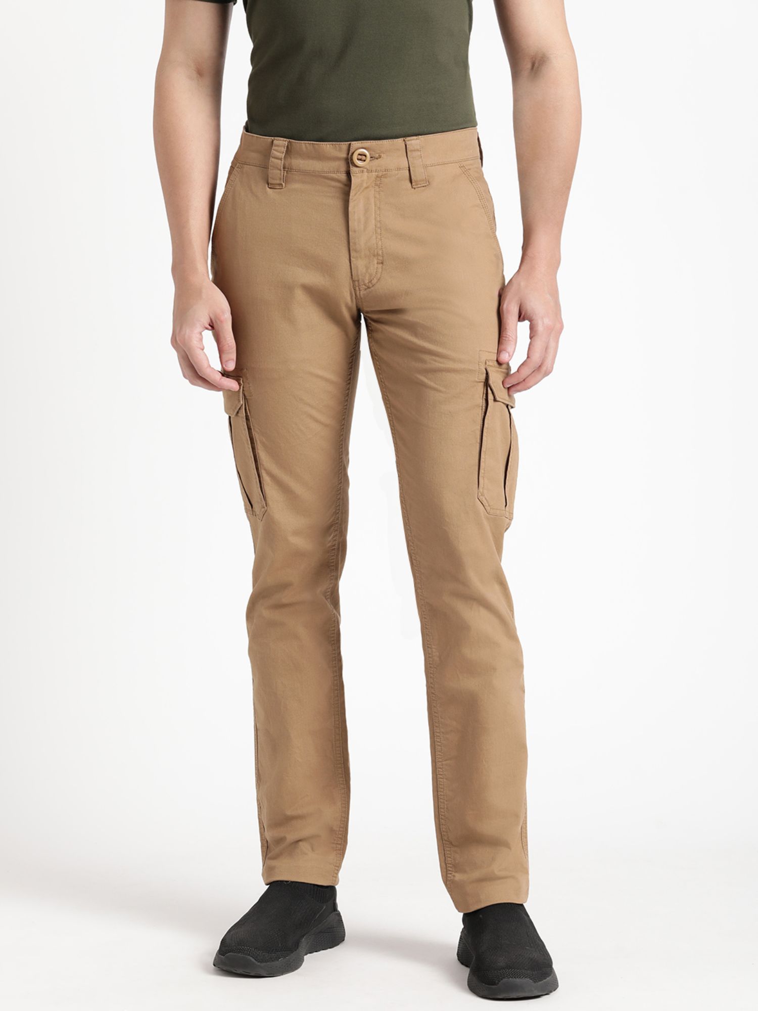 Buy Beige Boot Cut Straight Cargo Joggers Online | Tistabene - Tistabene