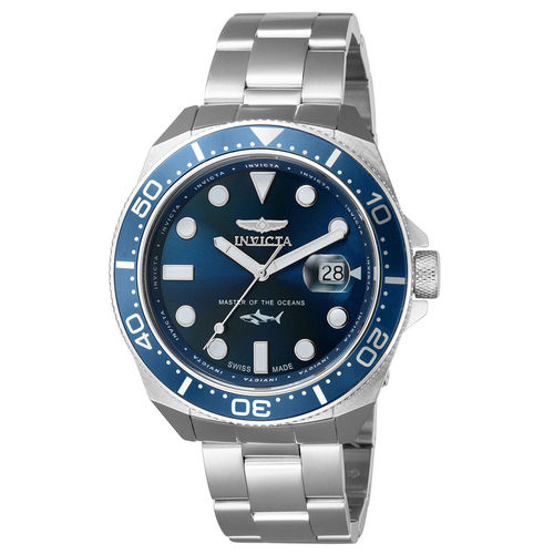 Invicta Pro Diver Swiss Made Ronda Blue Dial Men Watch Steel (L)