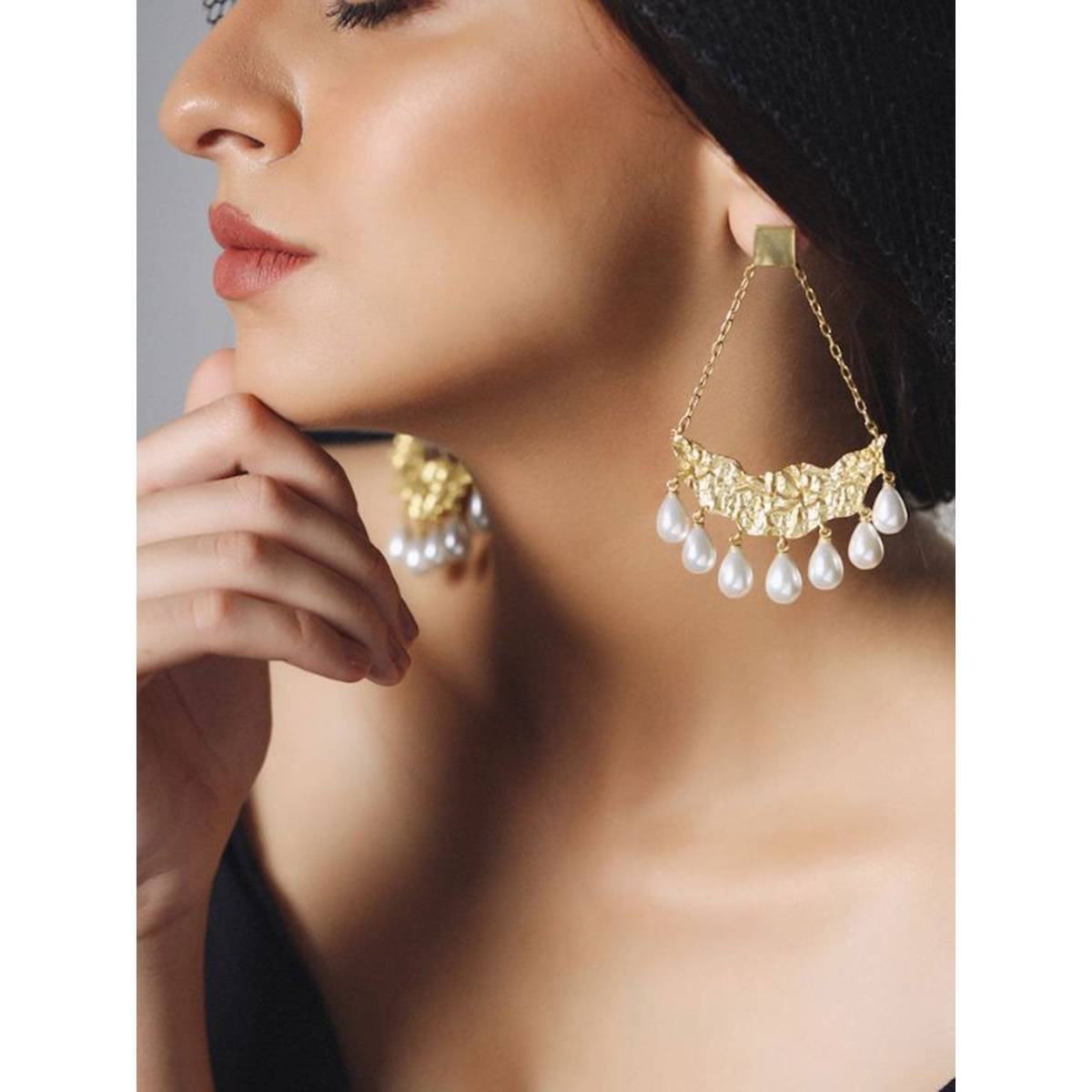 Mitali Jain Dianna Gold Statement Dangle Earrings