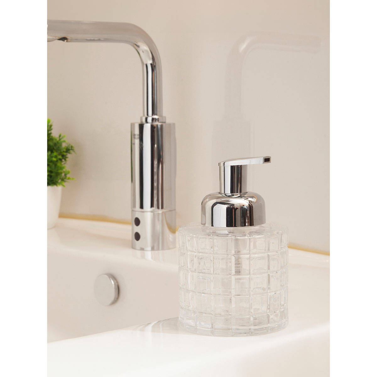 OBSESSIONS Glass Soap Dispenser for Bathroom-Transparent