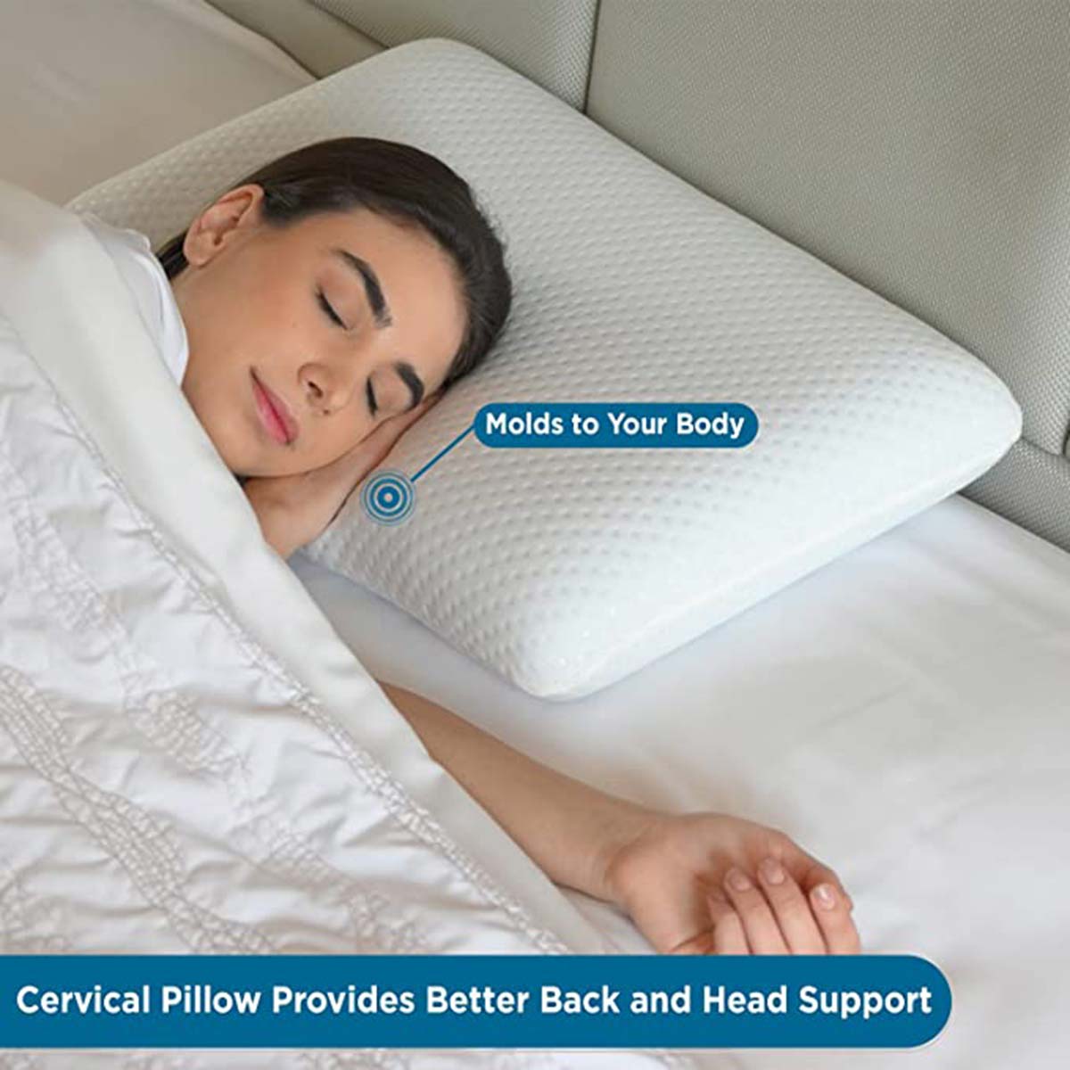 Buy SLEEPSIA Memory Foam Pillow - Standard Cervical Orthopedic Pillow ...