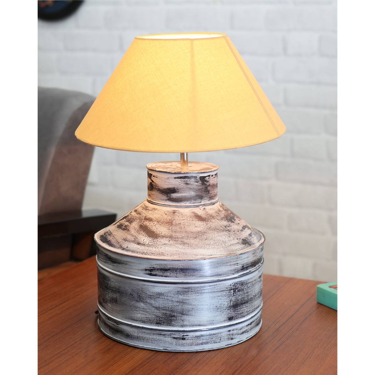 Homesake Whitewash Milk Gagar Table Lamp Golden cone