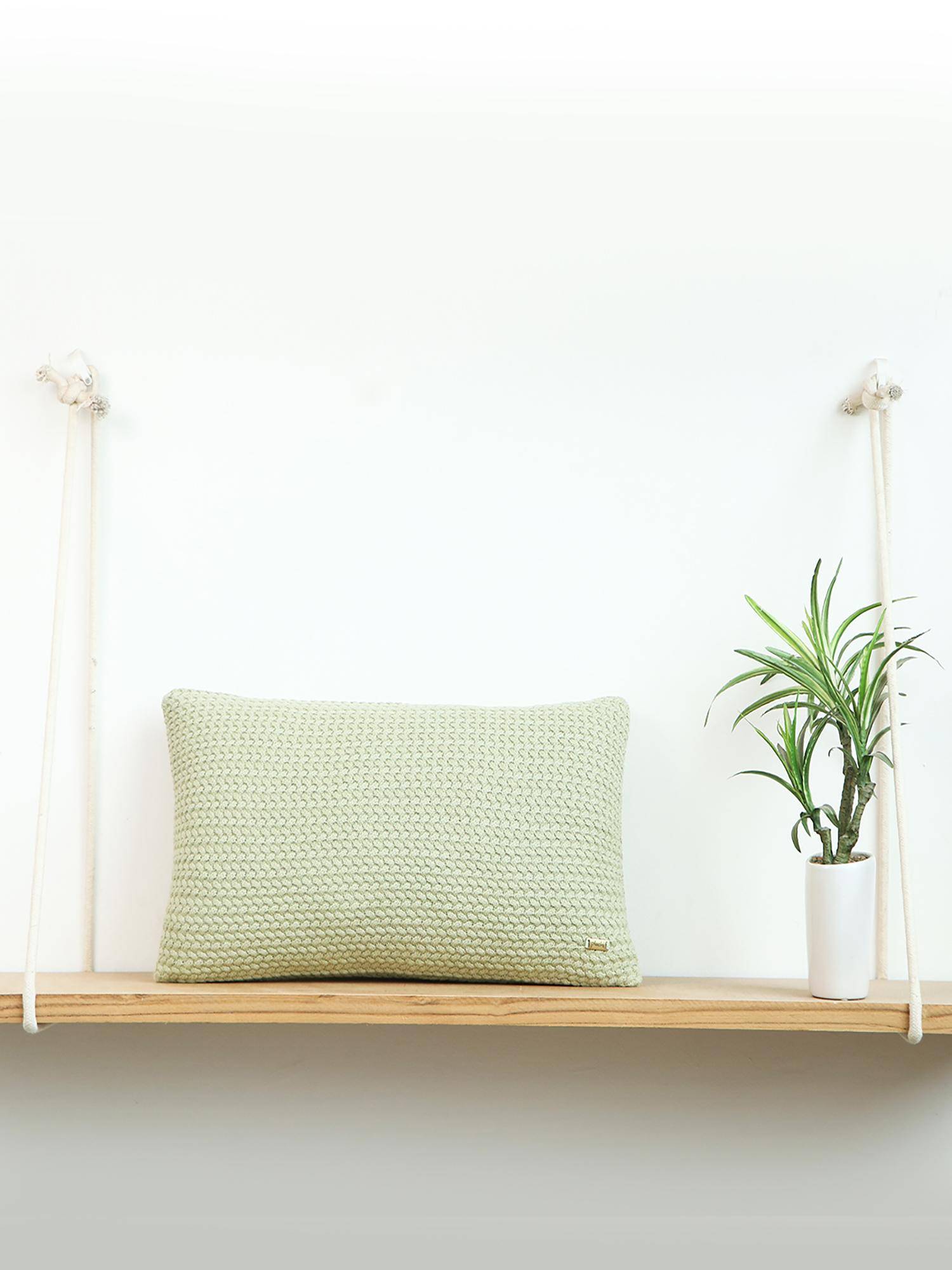 PLUCHI Anna Pistachio Green 12 X 20 Inches Decorative Cushion Cover