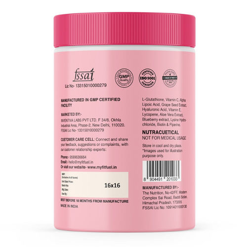 MyFitFuel Skin Beauty Glutathione + Lycopene, Vitamin C & E, Hyaluronic  Acid, Biotin (120 capsules)