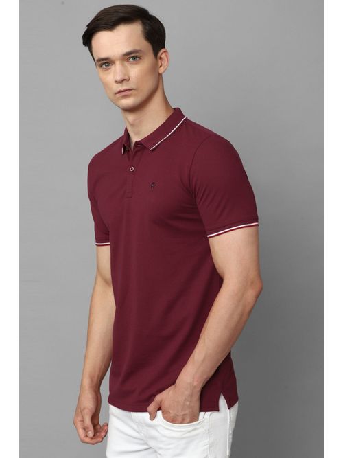Louis Philippe Men Maroon Solid Polo T-Shirt: Buy Louis Philippe Men Maroon Solid  Polo T-Shirt Online at Best Price in India