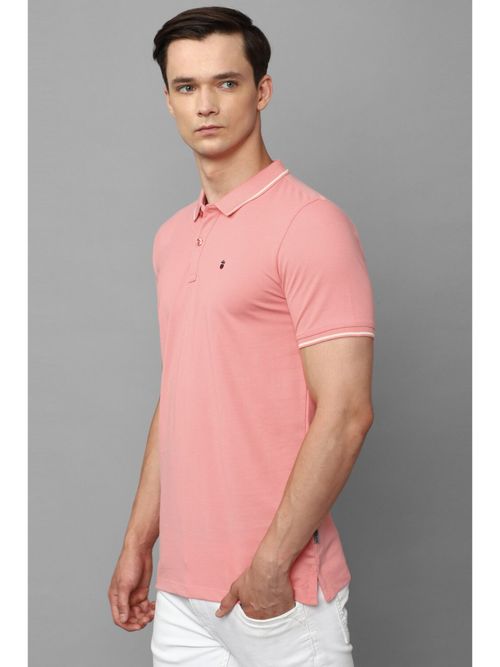 Louis Philippe Men Peach Solid Polo T-Shirt: Buy Louis Philippe