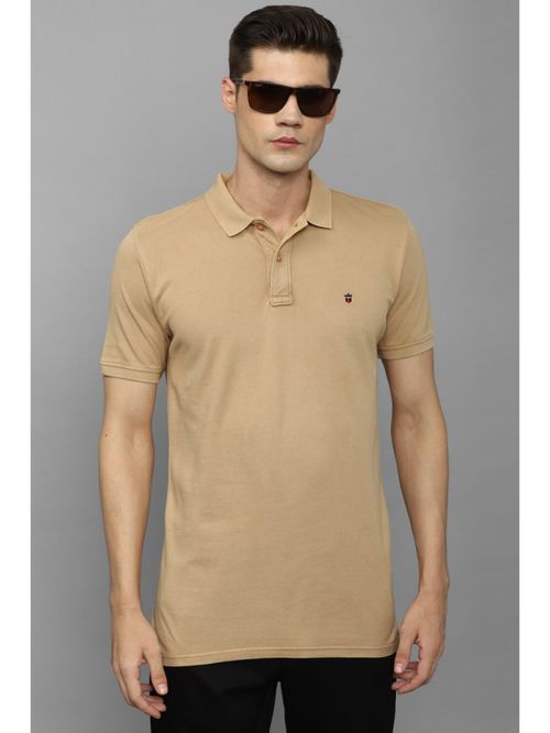 Louis Philippe Men Brown Solid Polo T-Shirt