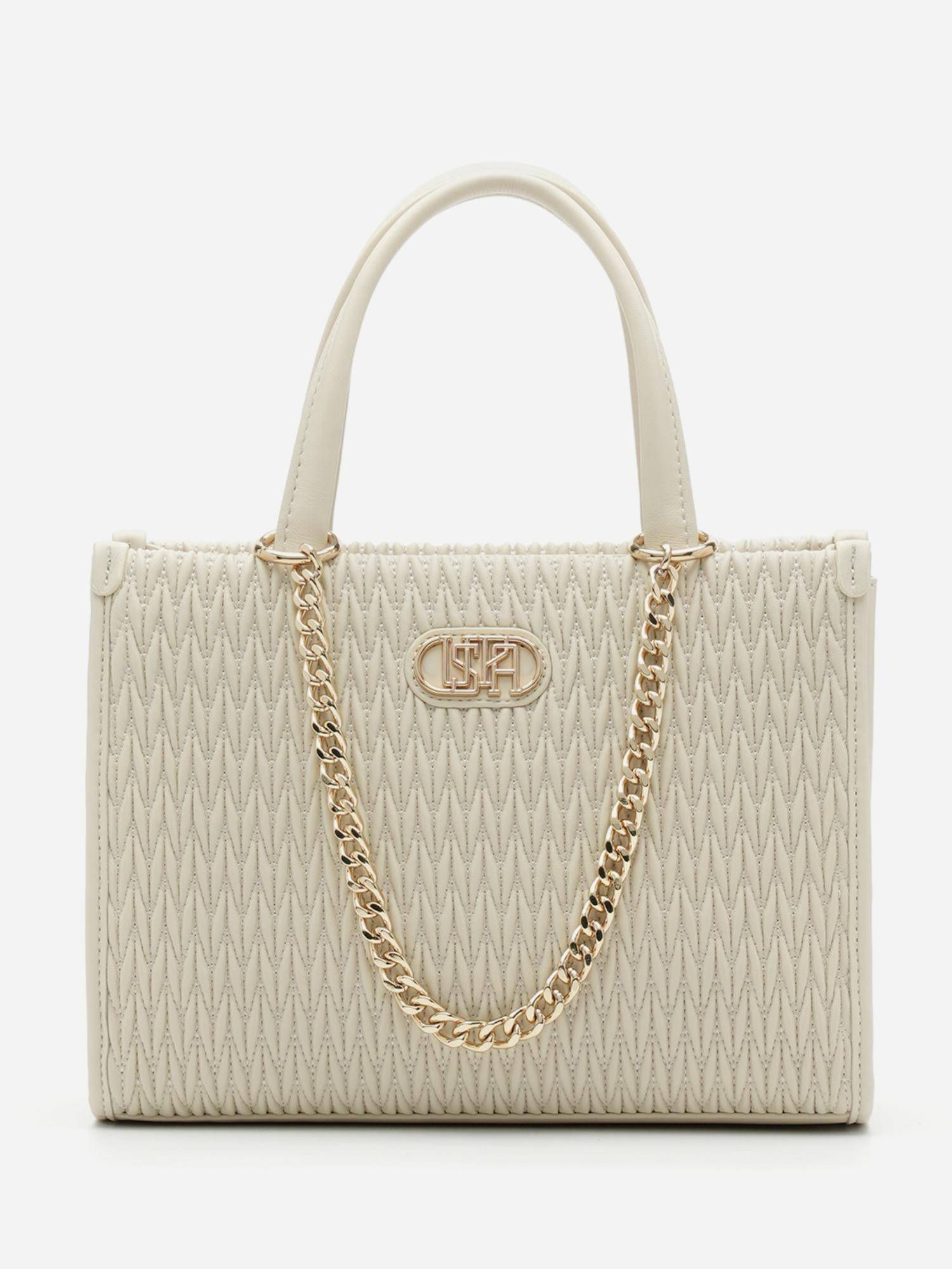 U.S. POLO ASSN. Women Chloe 2.0 Off White Satchel Handbag (M)