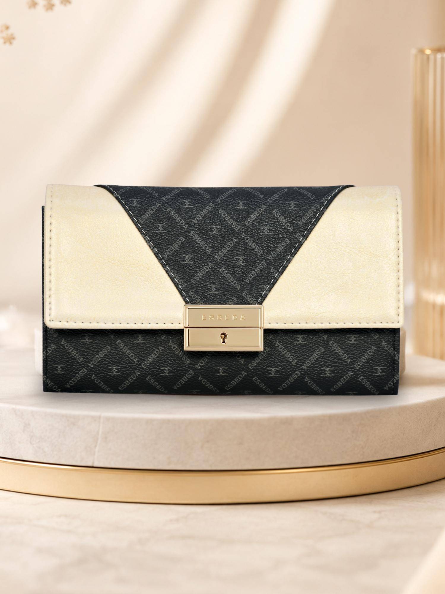 ESBEDA Gold Color Glamour Lock Wallet For Women (S)