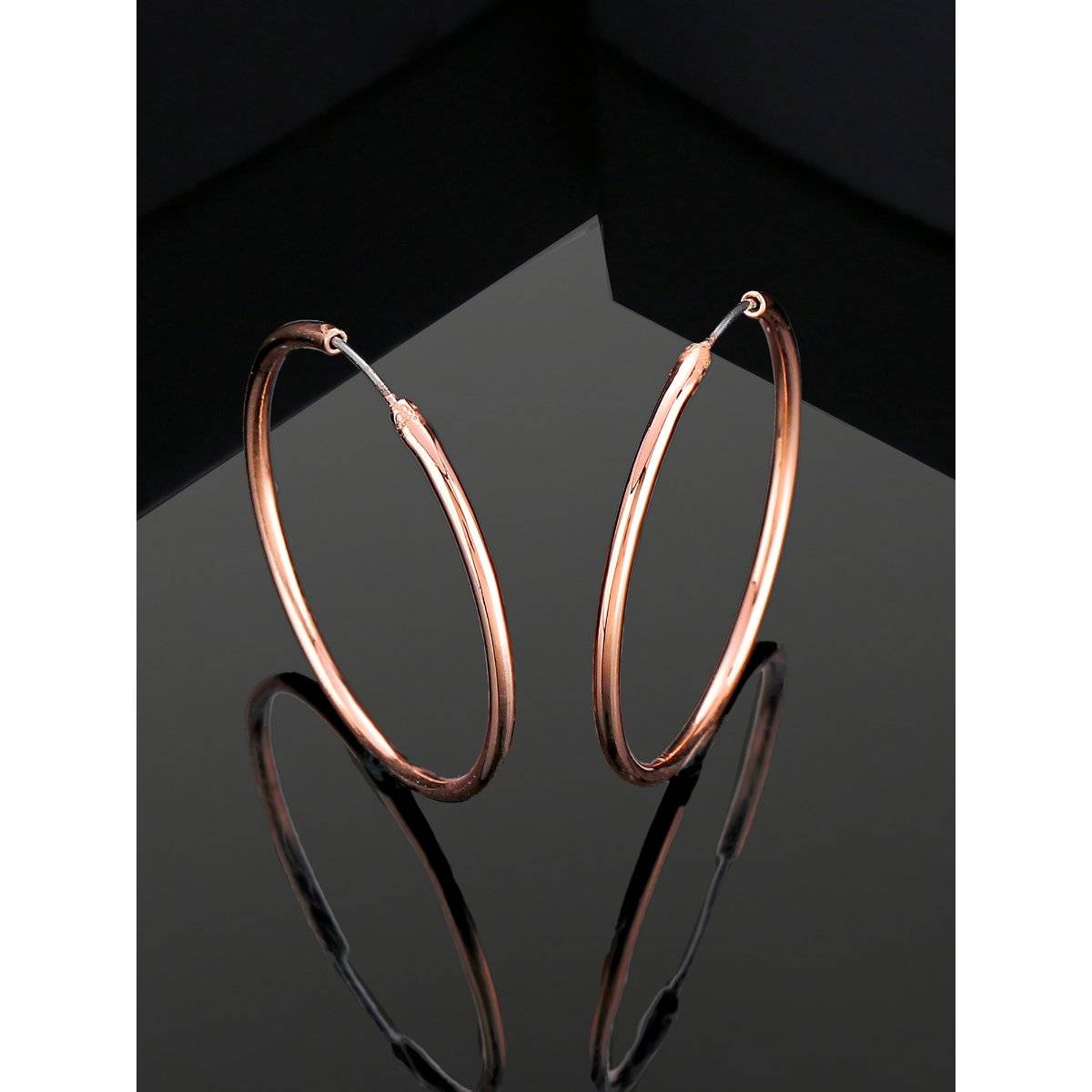 Estele Rose Gold Plated Trendy Hoop Earrings for Girls & Women