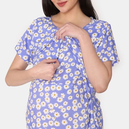 Zivame Blue Printed Maternity Top