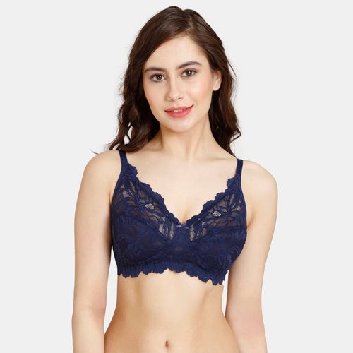Buy Zivame Rosaline Everyday Double Layered Non Wired 3-4th Coverage Lace  Bra - Ocean Cavern Online