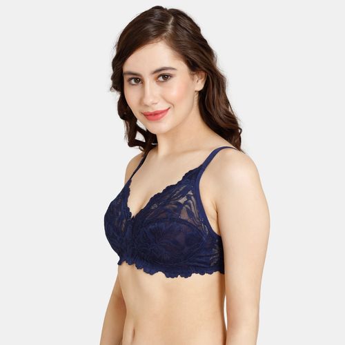 Buy Zivame Rosaline Everyday Double Layered Non Wired 3-4th Coverage Lace  Bra - Ocean Cavern Online