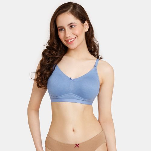 Buy Zivame Double Layered Wirefree 3-4th Coverage T-Shirt Bra - Red Plum  Blue Bonnet (Pack of 2) Online