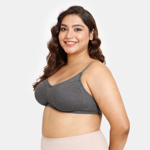 Zivame Double Layered Non Wired Full Coverage Super Support Bra - Pink Grey  (Pack of 2) (34E)