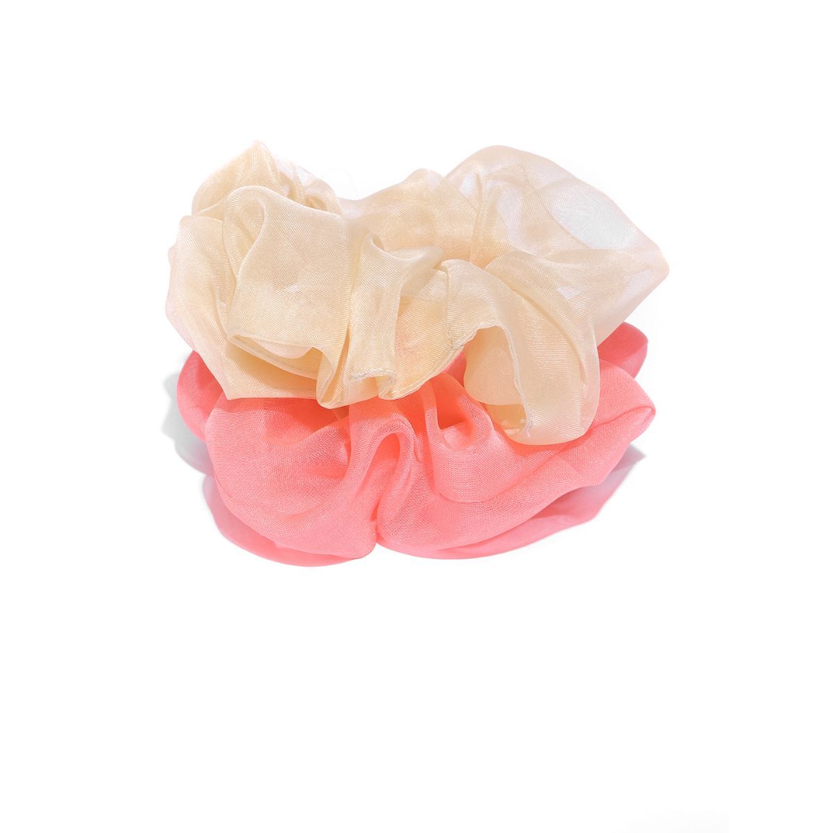 Blueberry Set Of 2 Gold And Peach Organza Scruchies (Pack of 2)